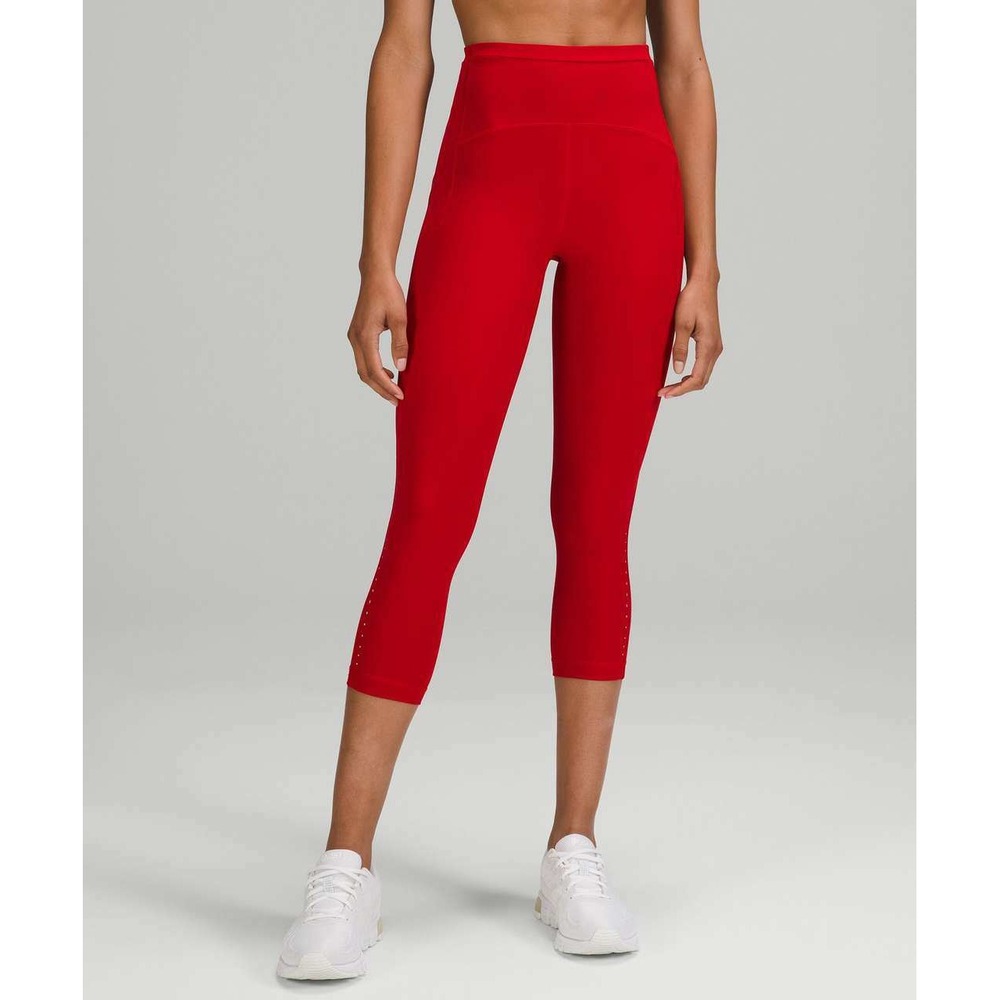 Lululemon Swift Speed High-Rise Crop 21" Leggings Size 2 Red Running Pockets